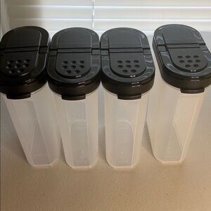 Set of 4 Black and Clear Storage Containers spice